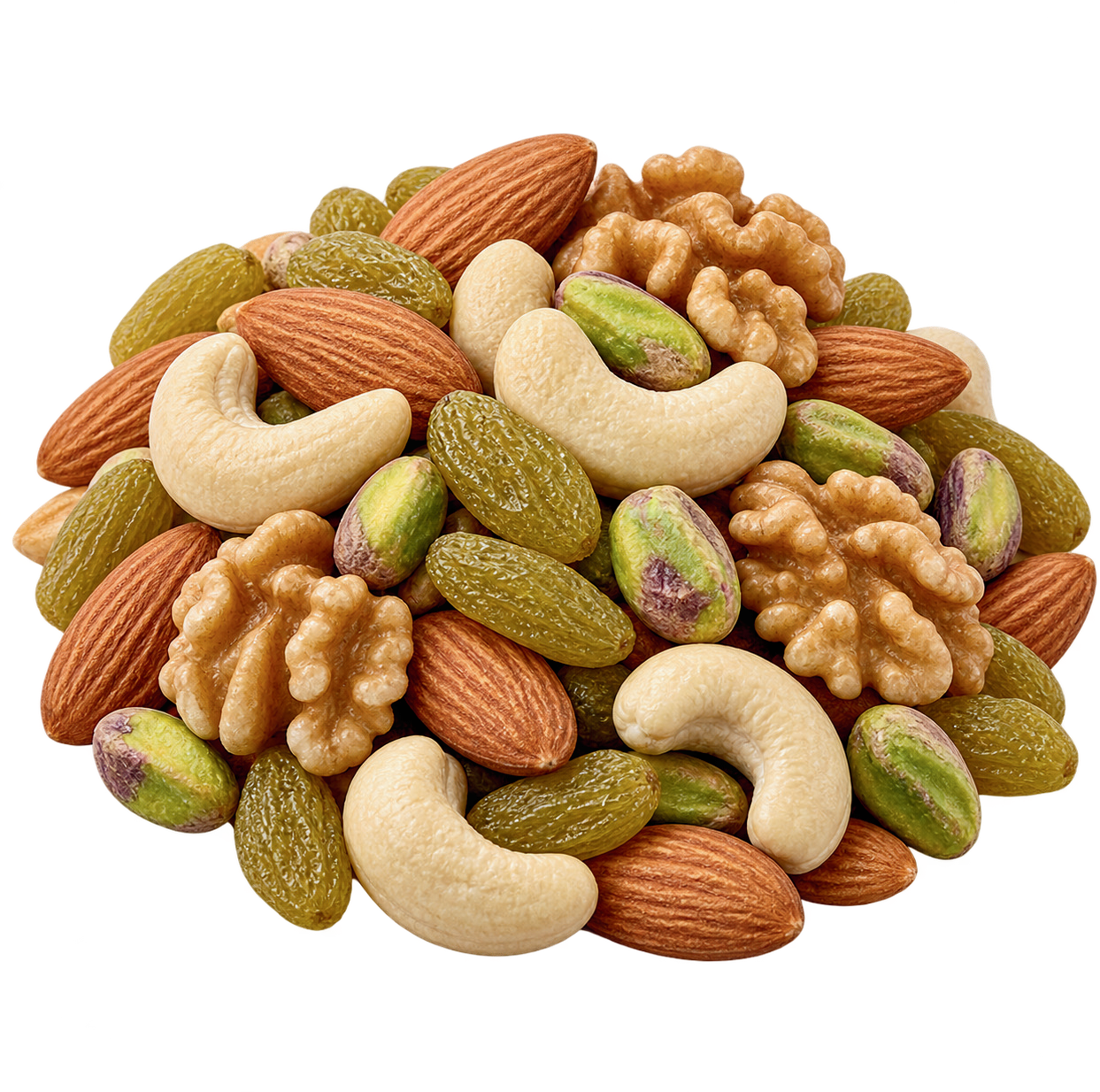 MEWA mixed nuts: almonds, cashews, pistachios, walnuts and raisins