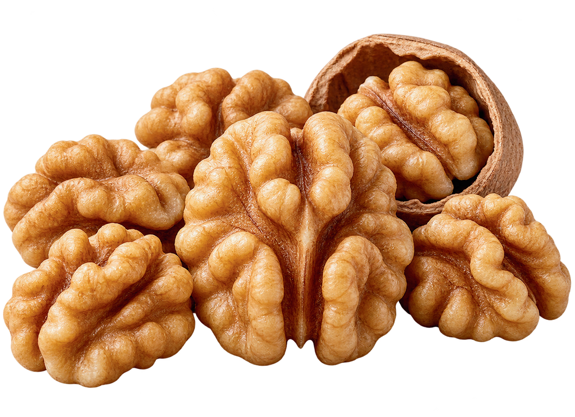 MEWA extra premium walnut halves with a cracked shell